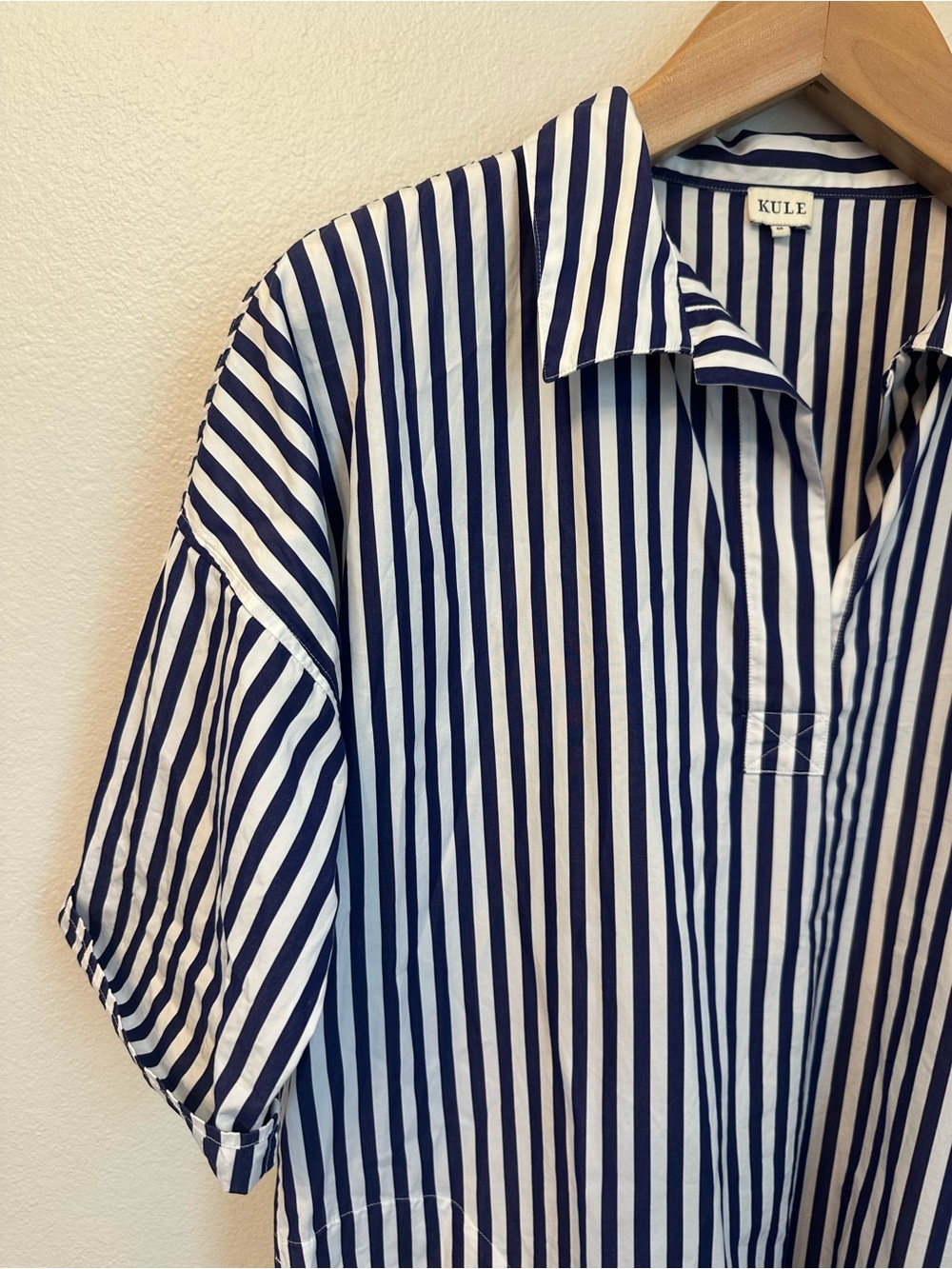 KULE The Izzy Navy & White Striped Short-Sleeve Shirt Dress - Picture 2 of 9